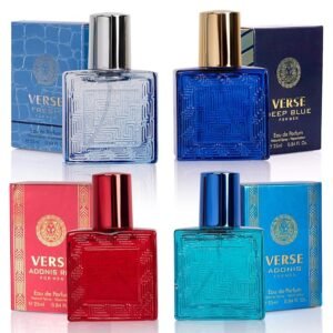 NovoGlow Verse - Juego de 4 piezas de fragancia para hombre, notas aromáticas, florales, orientales y amaderadas, en caja individual, tamaño viaje, 0.8 fl oz Eau De Parfum